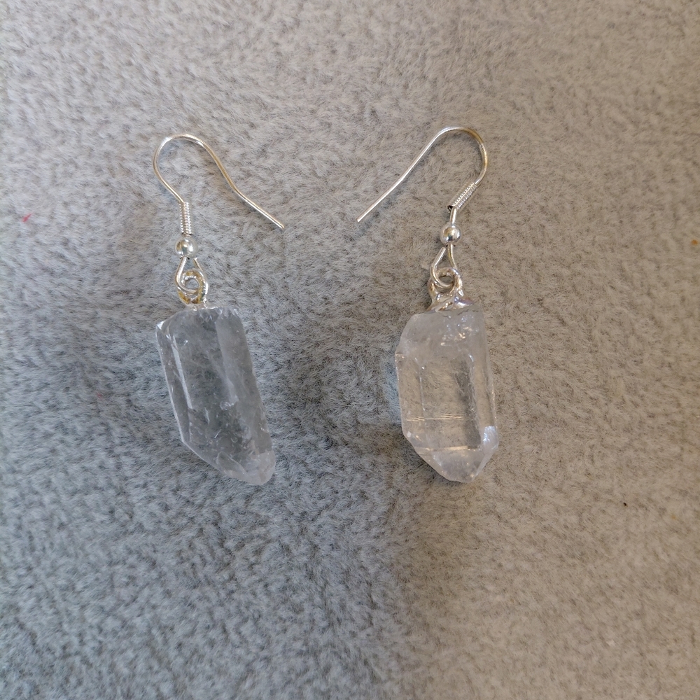 Clear Crystal Quartz Drop Earrings - Picture 4 of 4